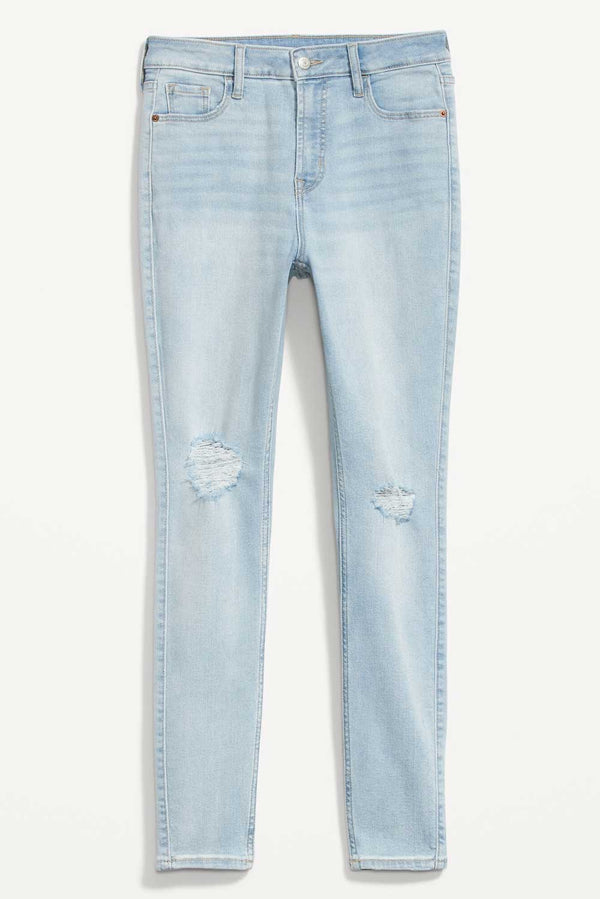 Elo ON Women's High Rise Distressed Skinny Denim Sky