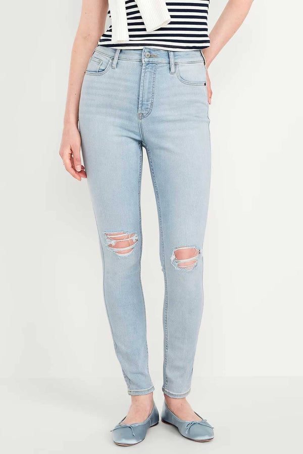elo ON Women's High Rise Distressed Skinny Denim Sky