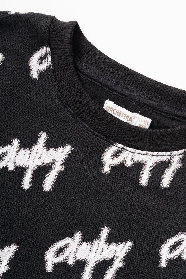 Elo Orchestra Boy's Playboy Printed Long Sleeve Fleece Sweatshirt Chocolate