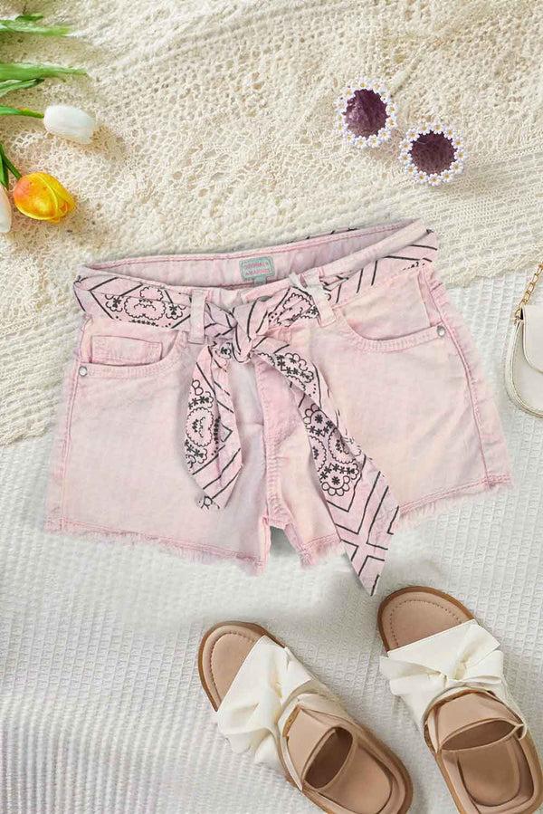 Elo Original Marines Girl's Tie & Dye String Denim Shorts Turquoise