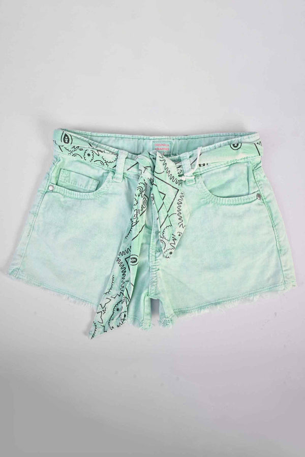 elo Original Marines Girl's Tie & Dye String Denim Shorts Turquoise