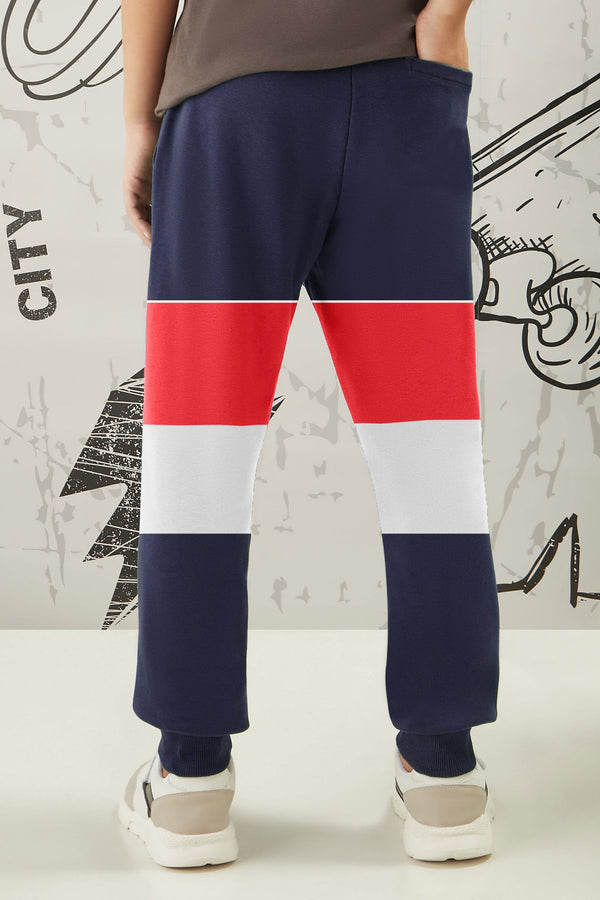 Elo Parish Nation Boy's Contrast Panel Minor Fault Jogger Pants Navy & Red