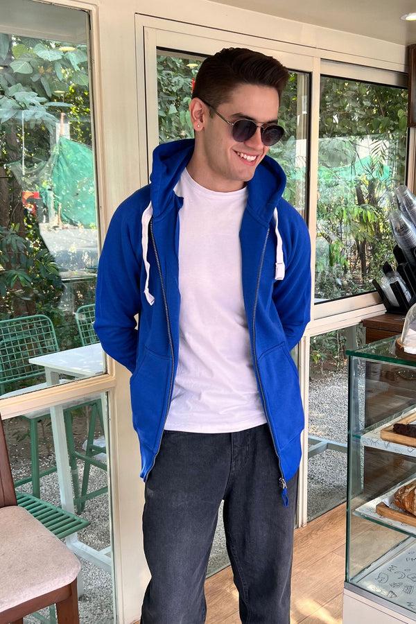 elo Payper Men's Double Zipper Raglan Sleeve Hoodie Royal