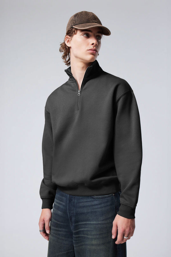 elo Payper Men's Miami Quarter Zipper Fleece Sweat Shirt Black