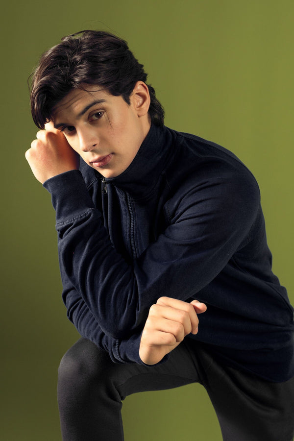 elo Payper Men's Raglan Sleeve Quarter Zipper Sweat Shirt Black