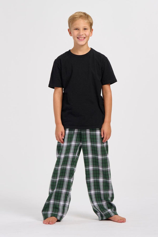 Elo Pennant Boy's Kingston Plaid Flannel Trousers Black & Blue