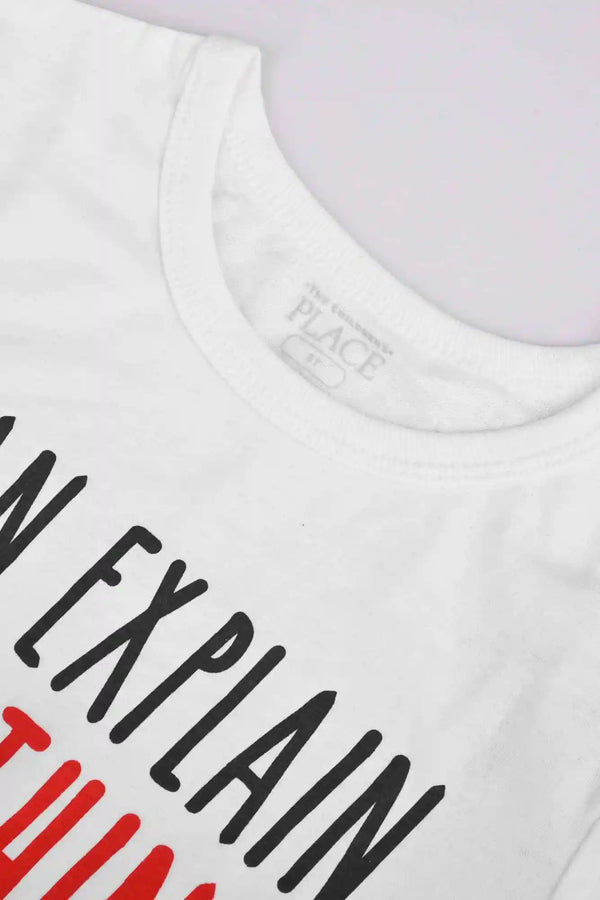 Elo Place Kid's I Can Explain Every Thing Printed Tee Shirt White