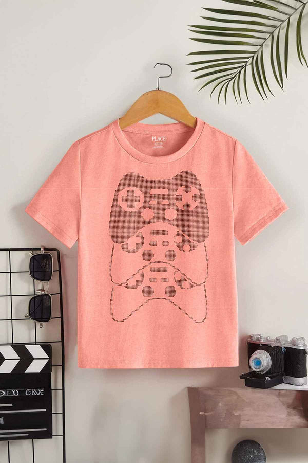 elo Place Kid's Seremba Printed Design Tee Shirt Peach