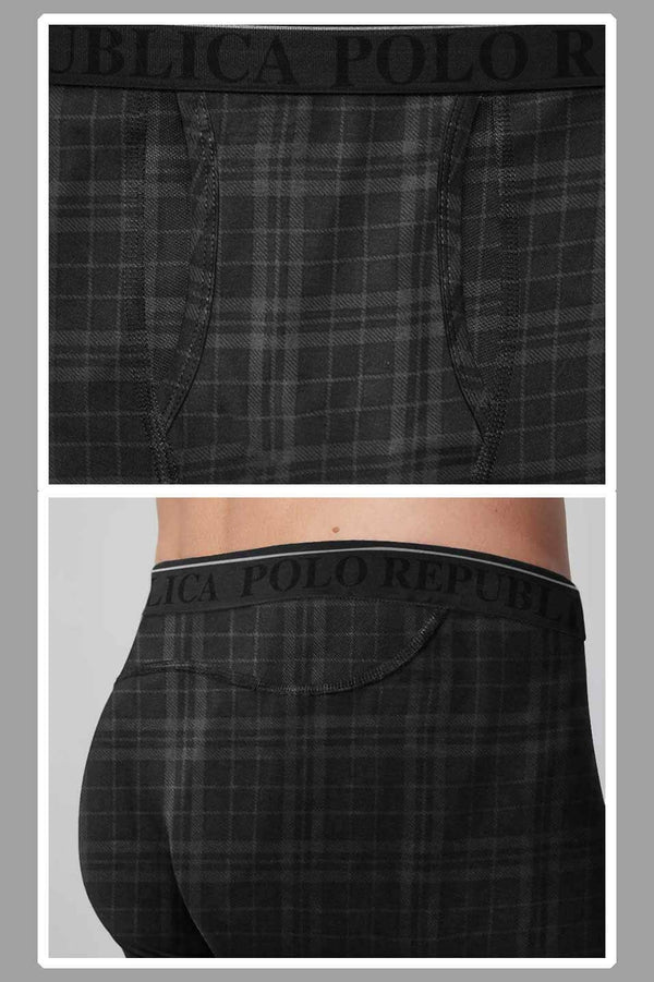Elo PlaidFlex Boxer Briefs By Polo Republica Black & Grey