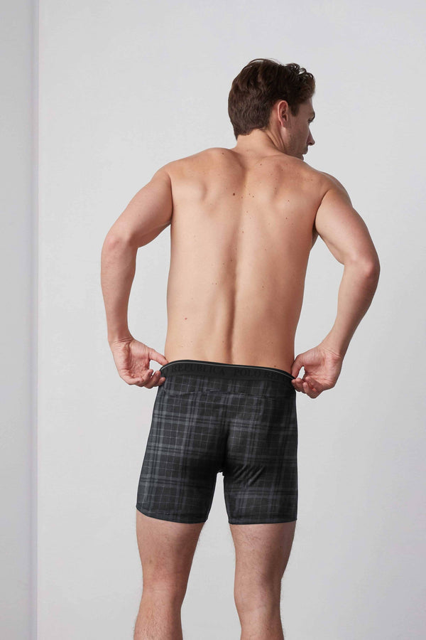 Elo PlaidFlex Boxer Briefs By Polo Republica Black & Grey