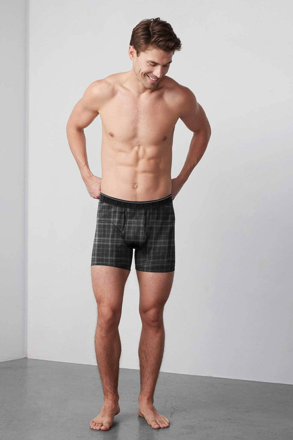 elo PlaidFlex Boxer Briefs by Polo Republica Black & Grey