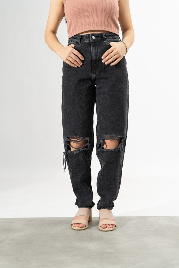 elo PLT Women's Classic Knee Rip Minor Fault Jeans Black