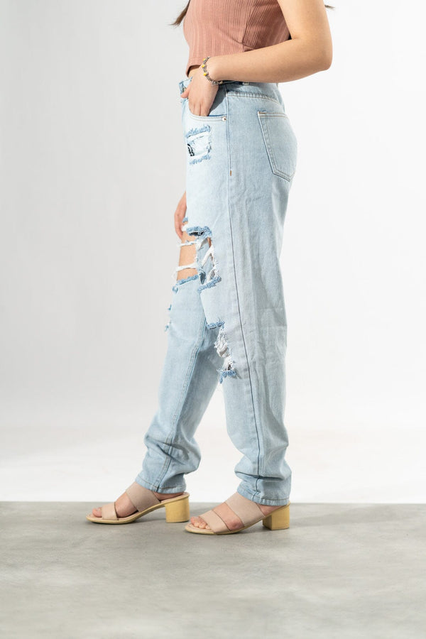 Elo PLT Women's Distressed Classic Minor Fault Jeans Sky