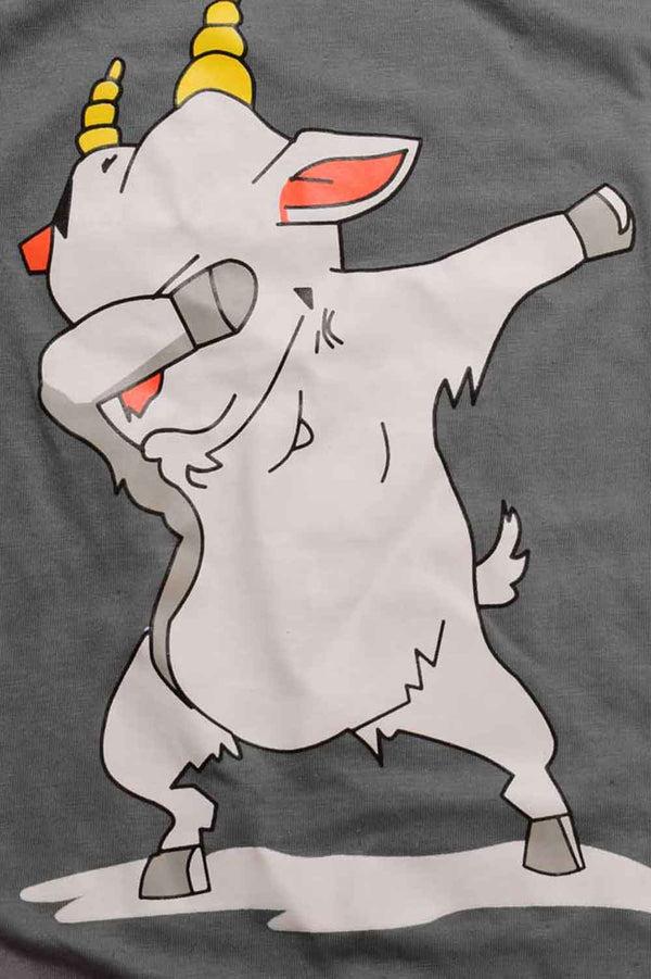 Elo Poler Kid's AquaGoat Printed Crew Neck Tee Shirt Grey