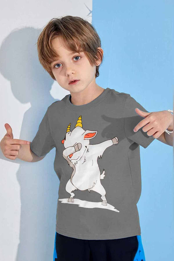 elo Poler Kid's AquaGoat Printed Crew Neck Tee Shirt Grey