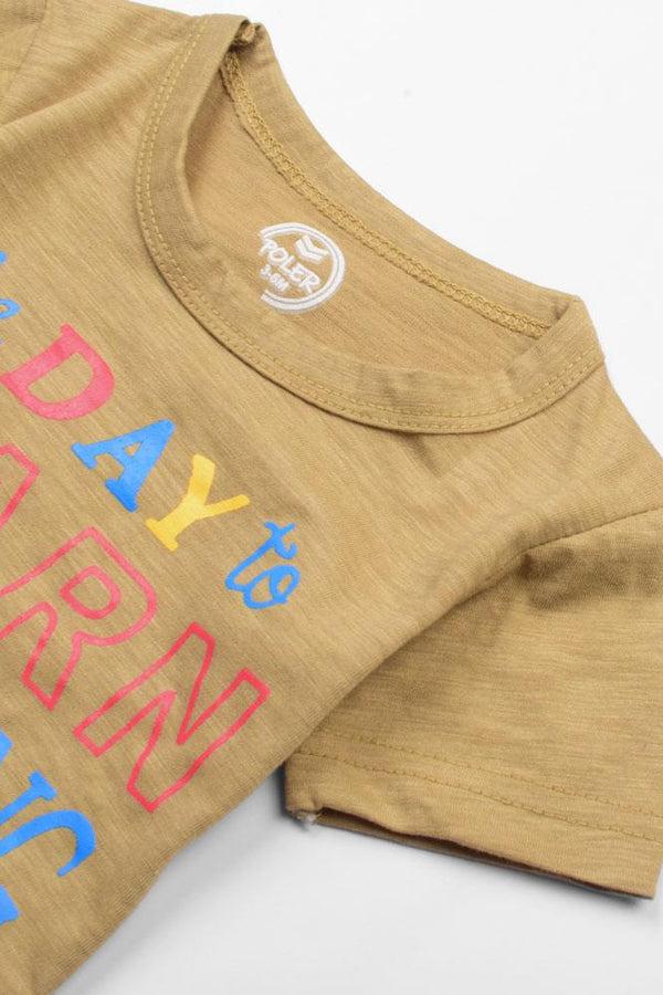 Elo Poler Kid's Learn Something Printed Short Sleeve Tee Shirt Khaki
