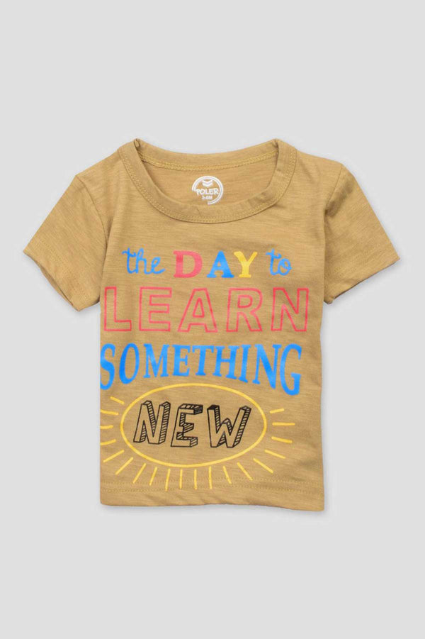 Elo Poler Kid's Learn Something Printed Short Sleeve Tee Shirt Khaki