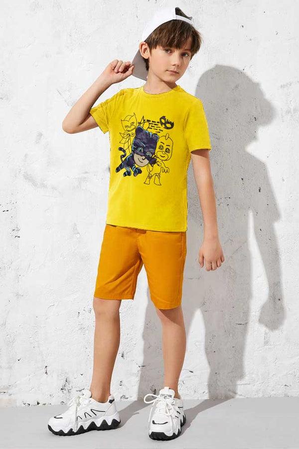 Elo Poler Kid's PJ Masks Printed Crew Neck Tee Shirt Heather Grey