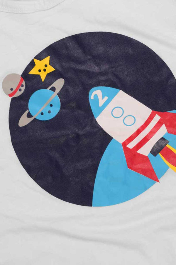 Elo Poler Kid's Space Shuttle Printed Crew Neck Tee Shirt Grey