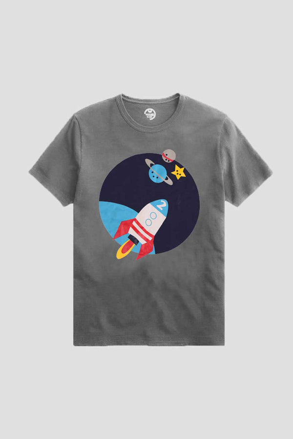 elo Poler Kid's Space Shuttle Printed Crew Neck Tee Shirt Grey