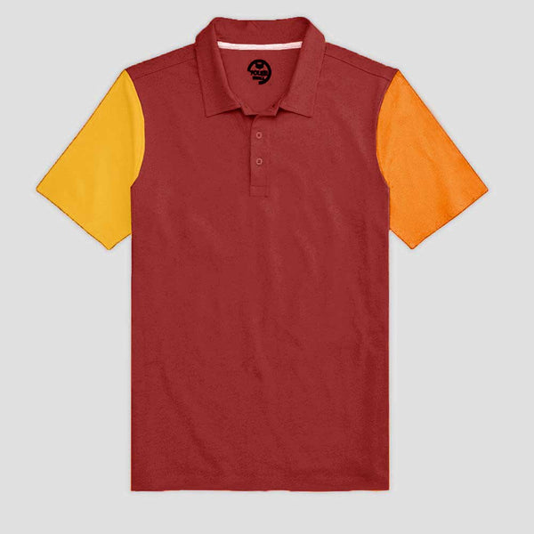elo Poler Men's Contrast Colour Sleeves Polo Shirt Red