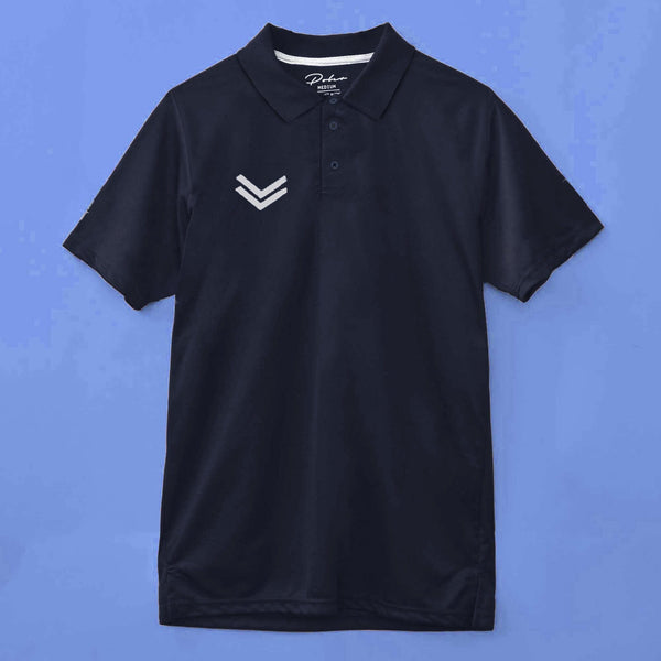 Elo Poler Men's Down Arrow Stripe Style Activewear Polo Shirt Navy