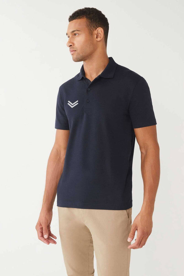 elo Poler Men's Down Arrow Stripe Style Activewear Polo Shirt Navy
