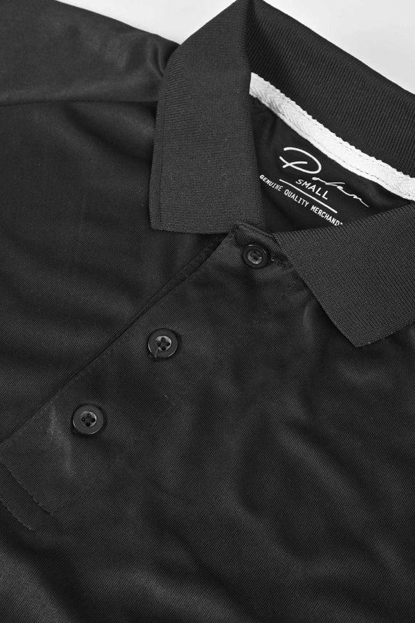 Elo Poler Men's Front Reflective Stripes Style Activewear Polo Shirt Black