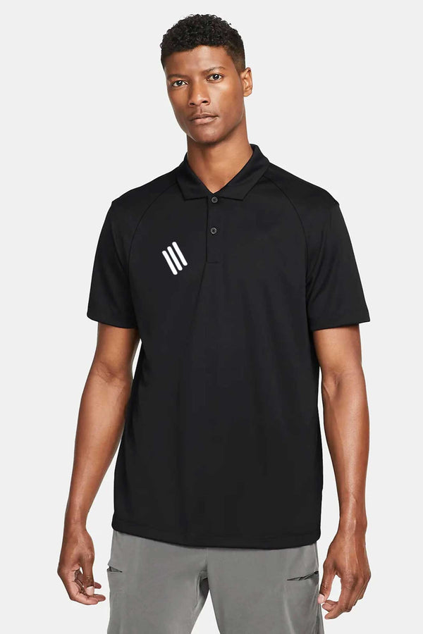 elo Poler Men's Front Reflective Stripes Style Activewear Polo Shirt Black