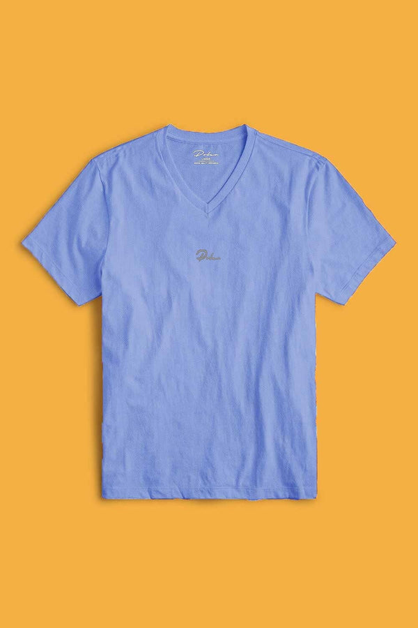 elo Poler Men's Logo Printed Activewear V- Neck Tee Shirt Sky