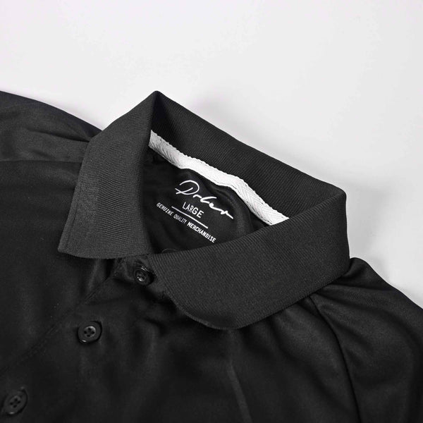 Elo Poler Men's Logo Printed Stripe Style Activewear Polo Shirt Black