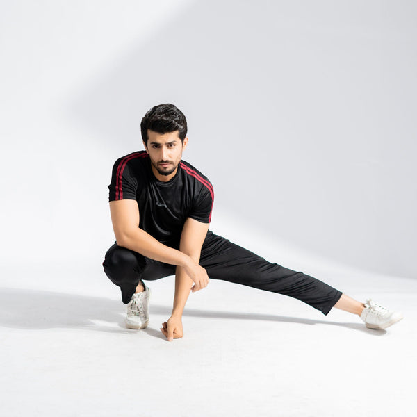 Elo Poler Men's Logo Printed Striped Style Activewear Twin Set Black