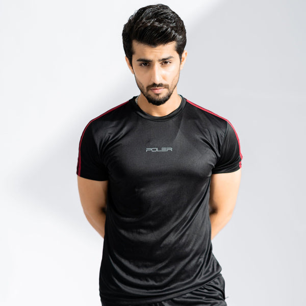 Elo Poler Men's Logo Printed Striped Style Activewear Twin Set Black