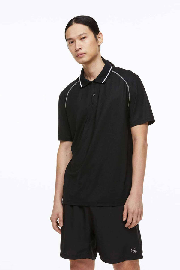 elo Poler Men's Piping Style Activewear Polo Shirt Black