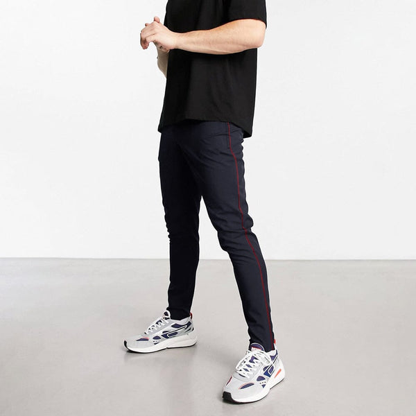 Elo Poler Men's Side Piping Design Activewear Trousers Navy & White