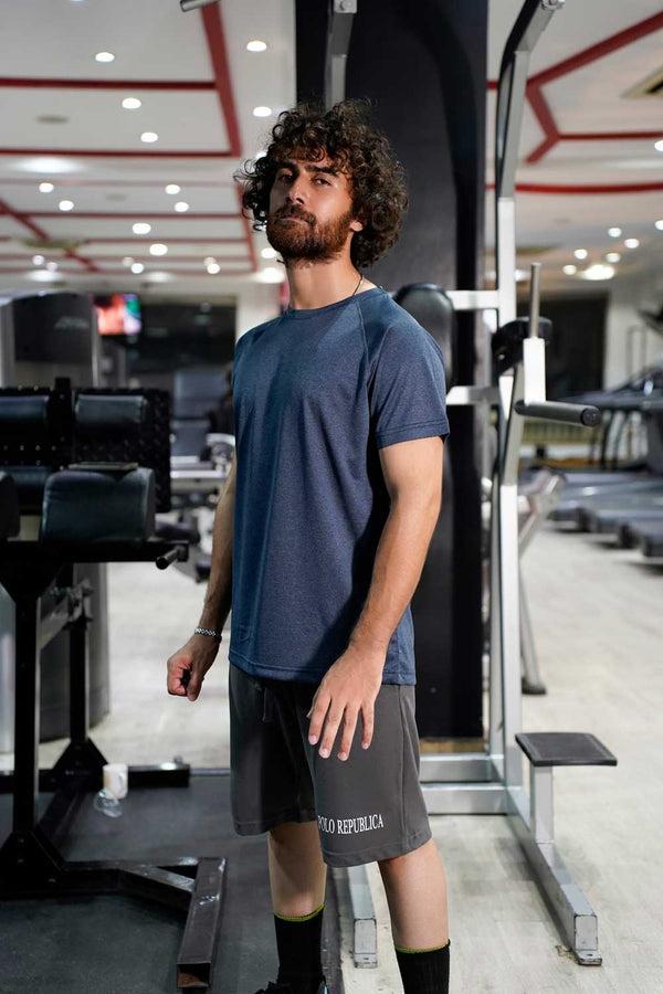 Elo Polo Athletica Men's Activewear Raglan Sleeve Tee Shirt Navy Melange