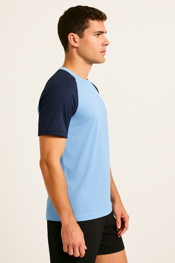 Elo Polo Athletica Men's Raglan Sleeve Activewear Tee Shirt Sky