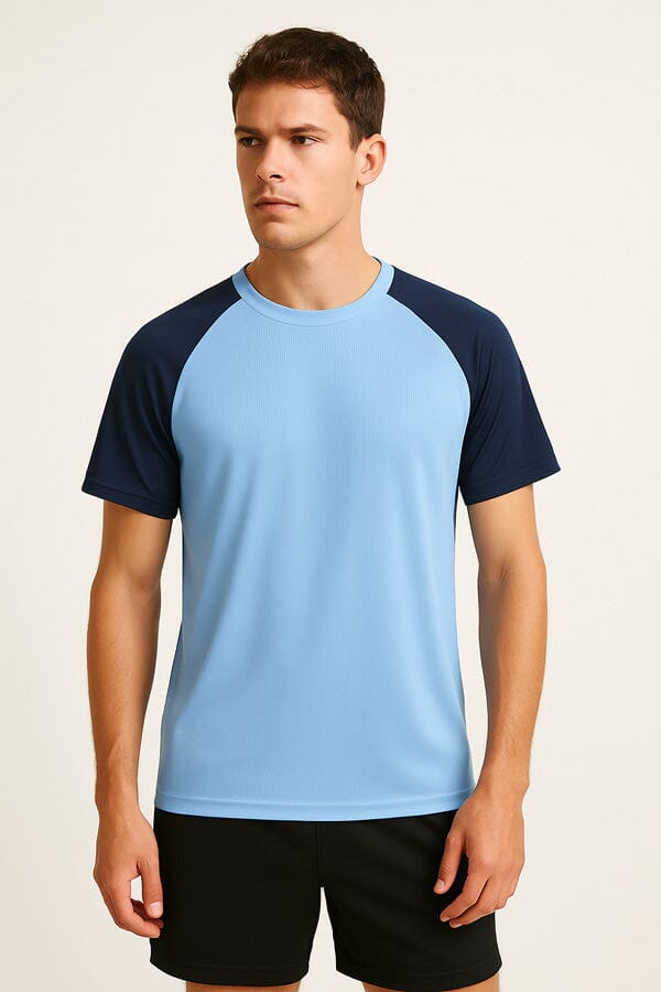 elo Polo Athletica Men's Raglan Sleeve Activewear Tee Shirt Sky