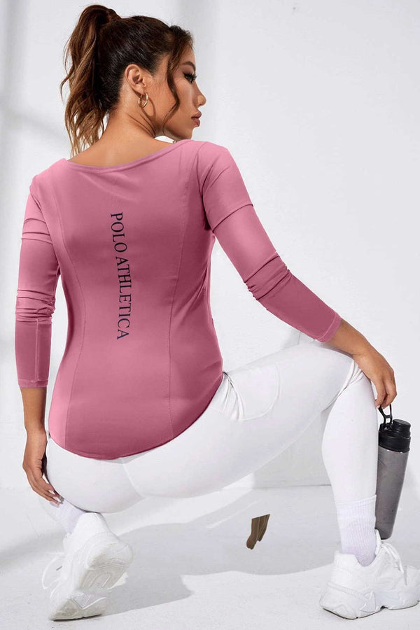 Elo Polo Athletica Women's Activewear Boat Neck Top Navy