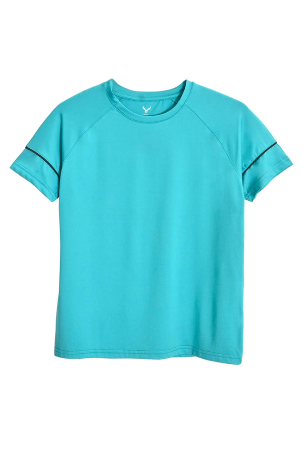 Elo Polo Athletica Women's Activewear Raglan Sleeve Tee Shirt Turquoise