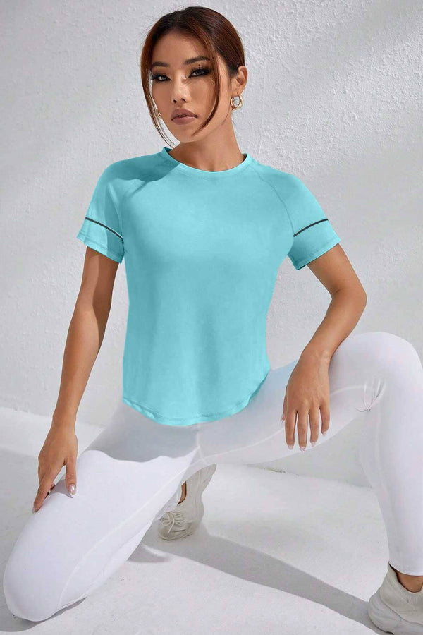 elo Polo Athletica Women's Activewear Raglan Sleeve Tee Shirt Turquoise