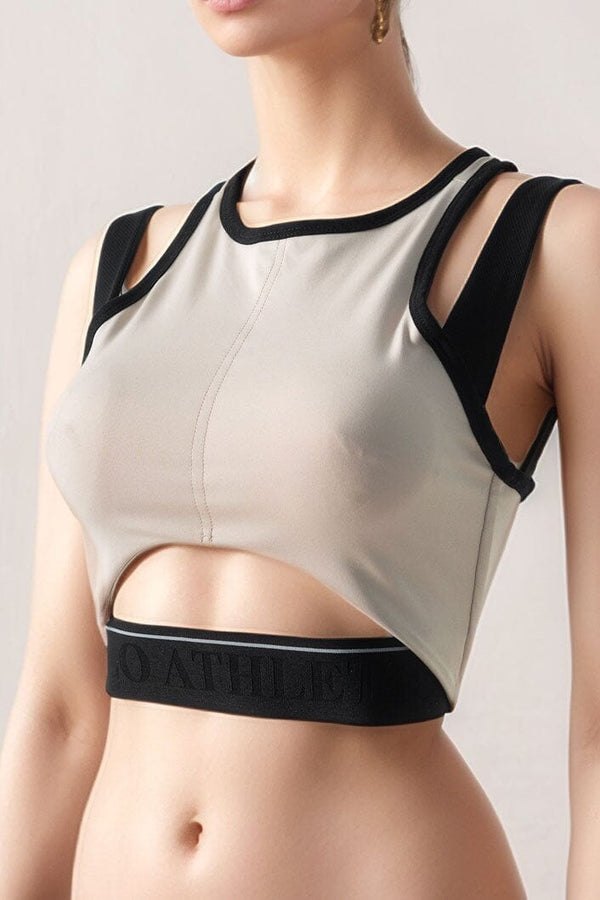 Elo Polo Athletica Women's Racerback Padded Sports Bra Beige