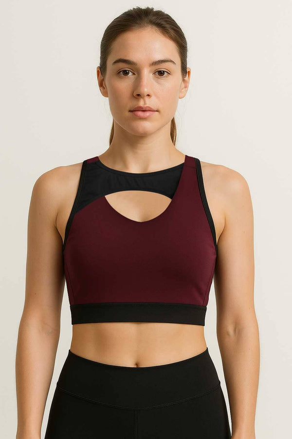 elo Polo Athletica Women's Removable Padded Sports Bra Plum