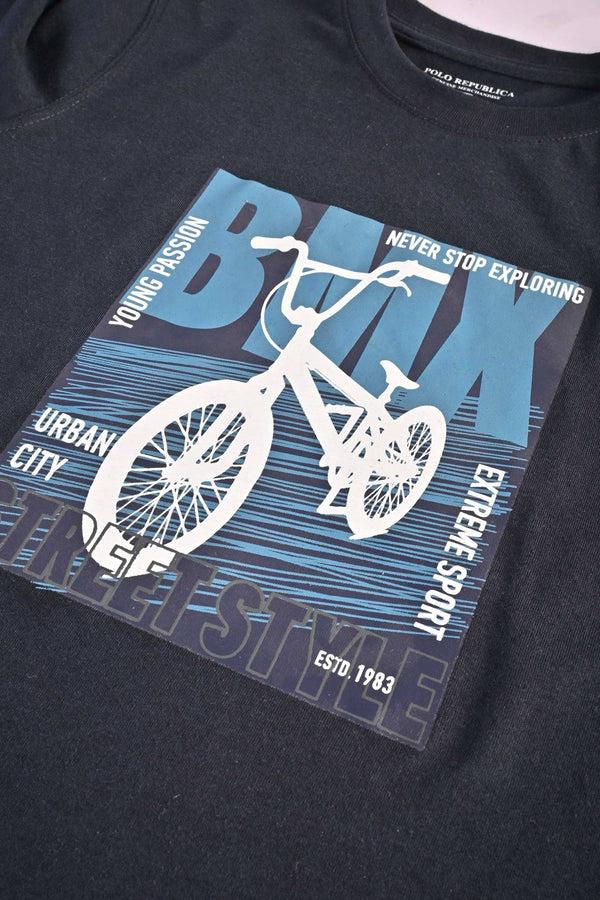 Elo Polo Republica Boy's Bmx Street Style Printed Tee Shirt Navy