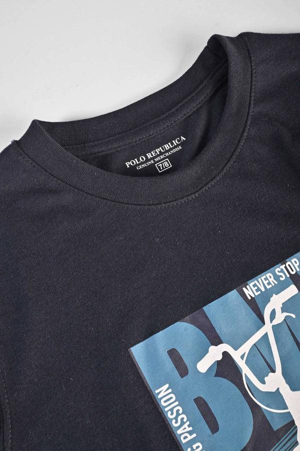 Elo Polo Republica Boy's Bmx Street Style Printed Tee Shirt Navy