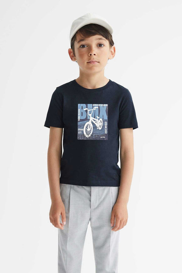 elo Polo Republica Boy's Bmx Street Style Printed Tee Shirt Navy