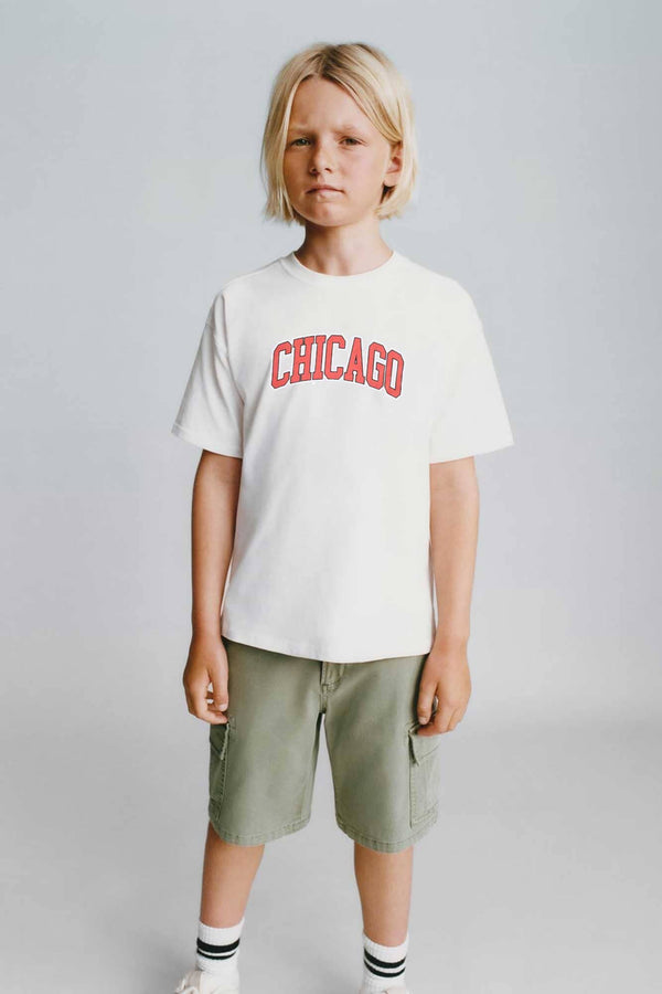 elo Polo Republica Boy's Chicago Printed Tee Shirt White