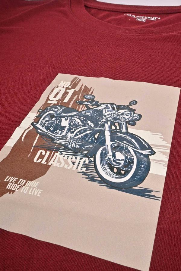 Elo Polo Republica Boy's Classic Printed Tee Shirt Maroon