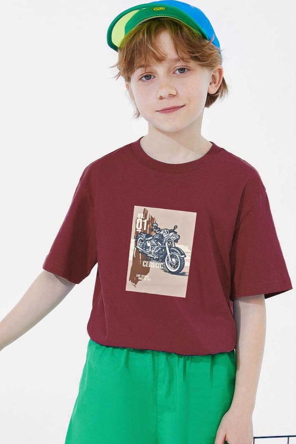 Elo Polo Republica Boy's Classic Printed Tee Shirt Maroon
