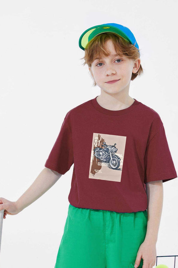 elo Polo Republica Boy's Classic Printed Tee Shirt Maroon